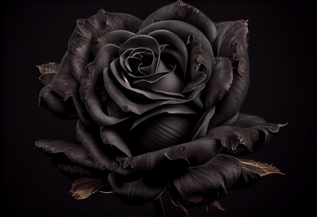 Foto zwarte roos bloem close-up donkere rozen achtergrond Genereer Ai