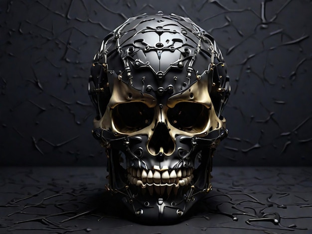 Foto zwarte schedel kwaad skelet hoofd Halloween concept generatieve AI