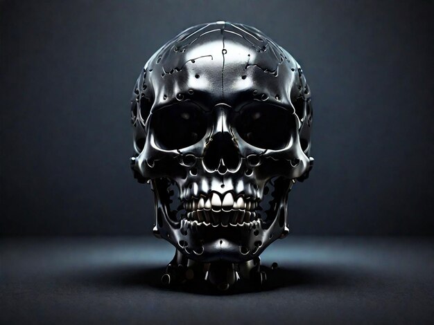 Foto zwarte schedel kwaad skelet hoofd Halloween concept generatieve AI