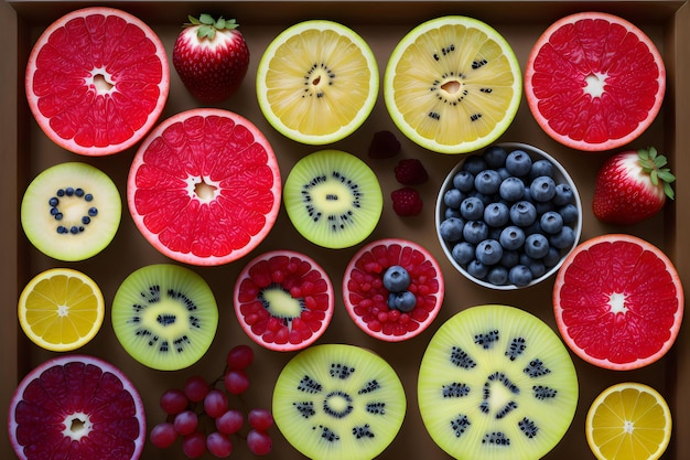 fotoassortiment en gemengd fruit