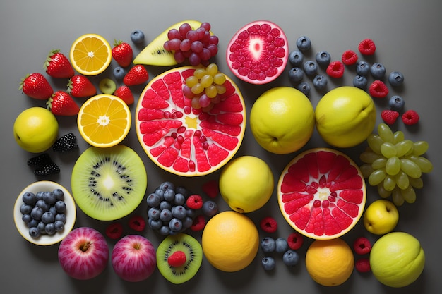 fotoassortiment en gemengd fruit