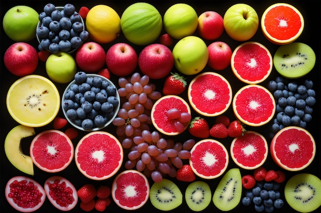 fotoassortiment en gemengd fruit