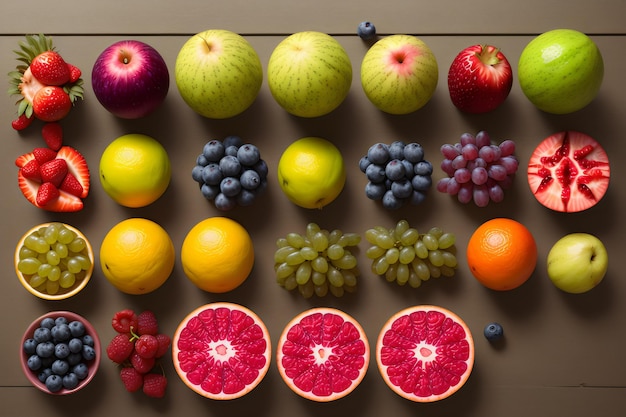 Foto fotoassortiment en gemengd fruit