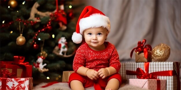 fotobaby op kerstachtergrond