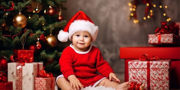 fotobaby op kerstachtergrond