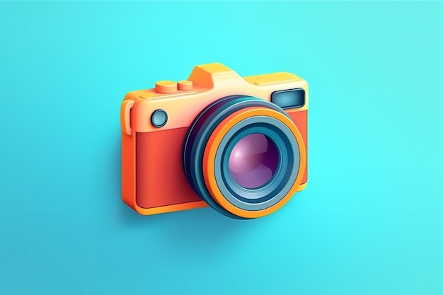 Fotocamera met lens en knop 3D-vector Mooie illustratie foto Generatieve AI