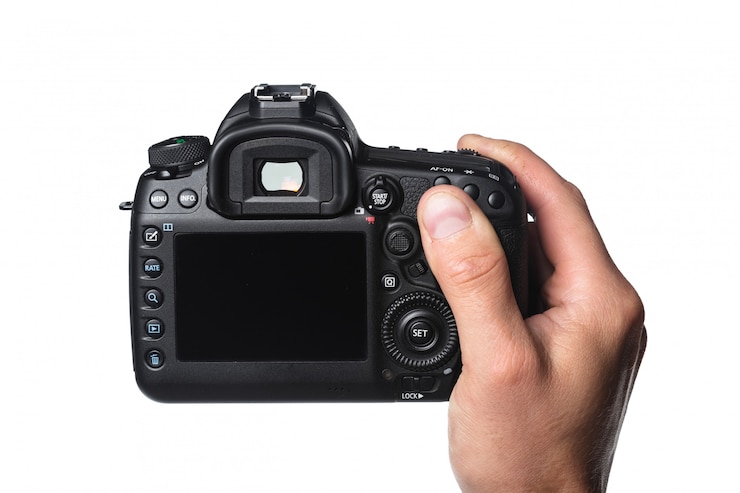 Foto fotocamera ter beschikking geïsoleerd op wit