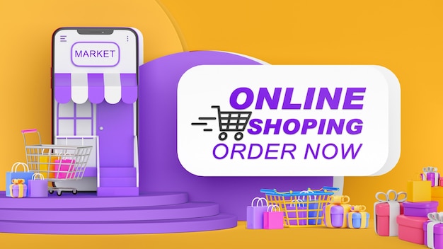 Foto fotocompositie horizontale online shopping banner