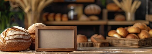 Fotoframe op tafel naast brood