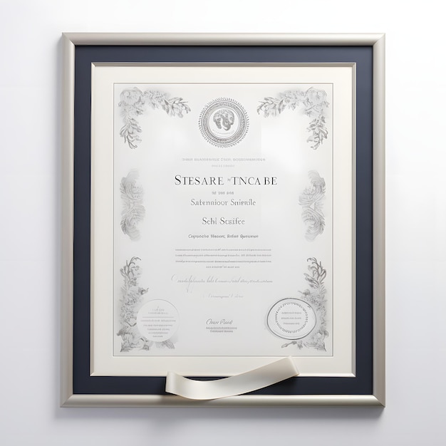 Foto fotoframe van het certificaat met witte achtergrond