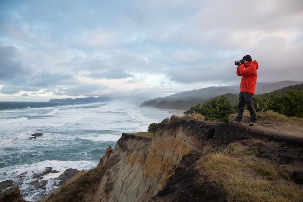 Fotograaf in de kust van Oregon