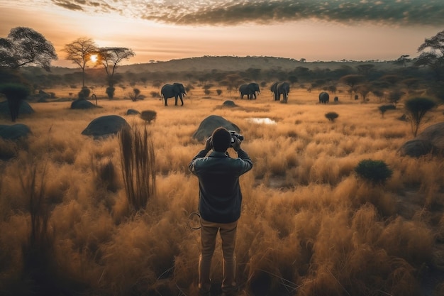Fotograaf vangt de prachtige achtergrond van het Afrikaanse wild op