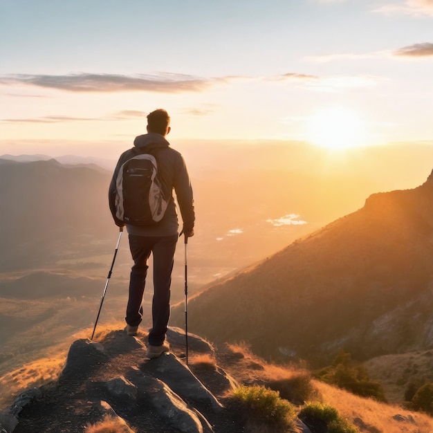 Fotografeer een eenzame wandelaar op een bergtop Gebruik het gouden uurlicht om een gevoel van eenzaamheid te creëren