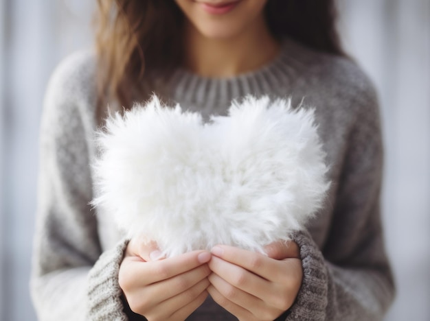 Fotografeer een vrouw met een pluizig hart in haar handen