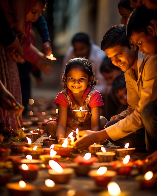 Fotografie Scene Vang een openhartige en hartverwarmende scène tijdens de Diwali-viering