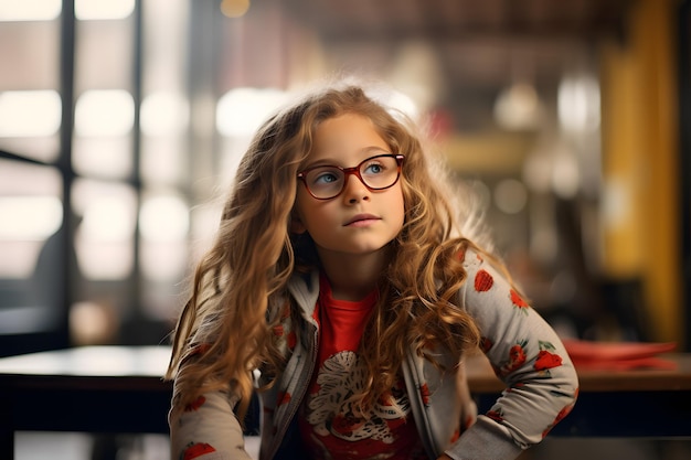 fotografie van een kindmeisje dat een bril draagt concept ai