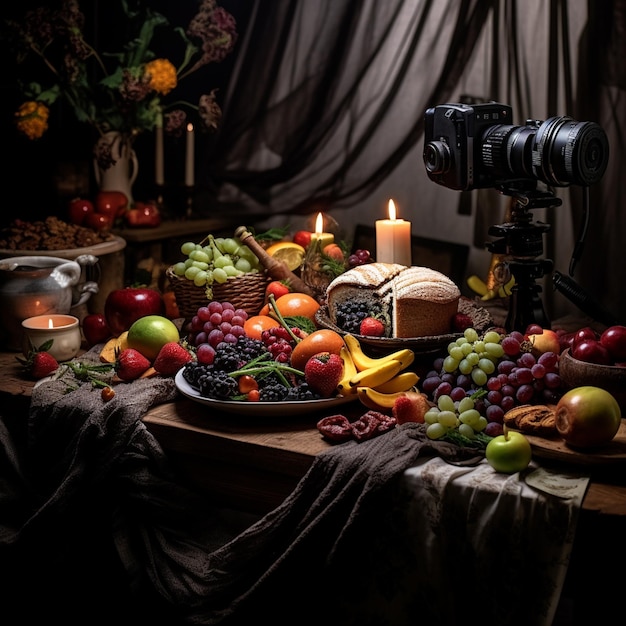 Fotografie van eten en fruit en groenten in donkere shoot