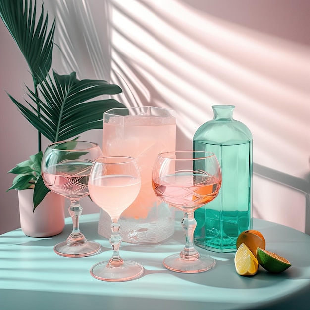 Fotografie van verschillende verfrissende cocktails om te drinken in de zomer Concept van alcoholische en verfrissende drank