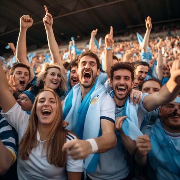 fotogroep blije fans argentinië juicht voor hun teamoverwinning