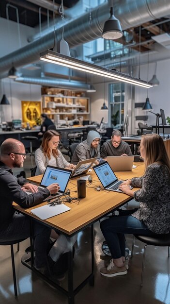 fotogroep mensen die een businessplan uitwerken in een kantoor