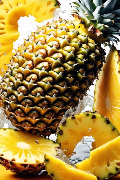 Fotoillustratie van ananas met een waterplons