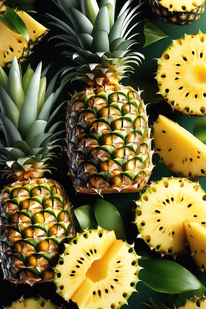 Fotoillustratie van ananas met een waterplons