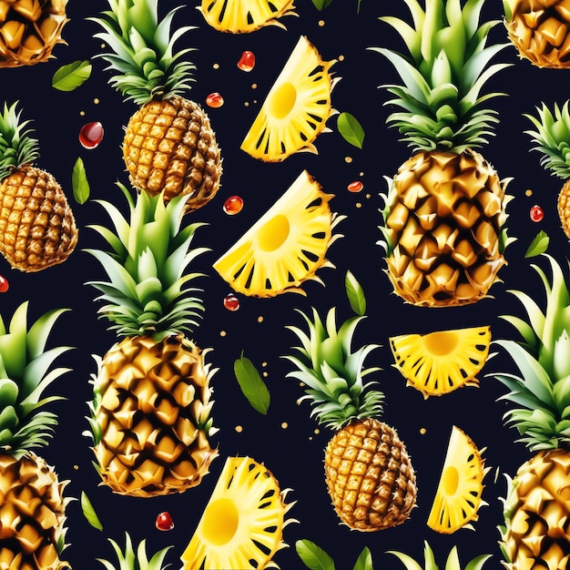 Fotoillustratie van ananas met een waterplons