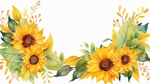 fotolijst met zonnebloemen op randen lege tijdelijke aanduiding in het midden