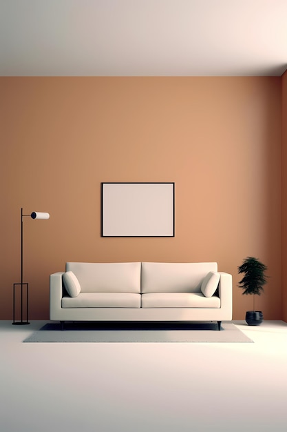 fotolijst mockup psd opknoping in moderne woonkamer minimalistisch gegenereerde ai