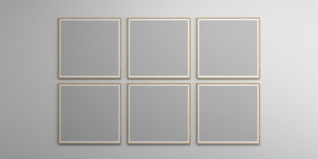 Fotolijsten geïsoleerd op de witte muur Creatieve moodboard frames mockup3d rendering