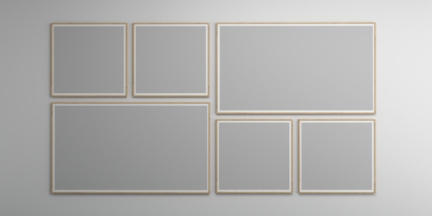 Fotolijsten geïsoleerd op de witte muur Creatieve moodboard frames mockup3d rendering