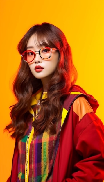 Fotoportret van een beroemd stijlvol Koreaans model met trendy zonnebril en make-up Ai gegenereerd Fotoportret van een beroemd stijlvol Koreaans model met trendy zonnebril en make-up Ai gegenereerd