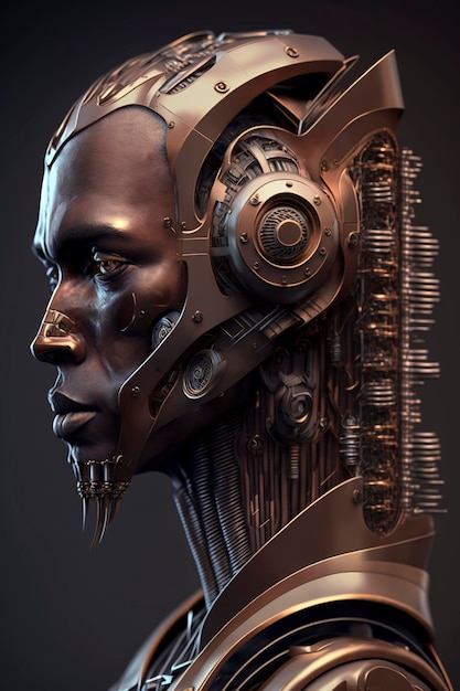 Foto fotorealistisch portret van zeer intelligent, logisch mechanisch hoofd, generatieve ai