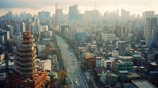 Fotorealistisch Tokio in de jaren zestig Mensen straten auto's van Tokio Capture the Spirit Japan