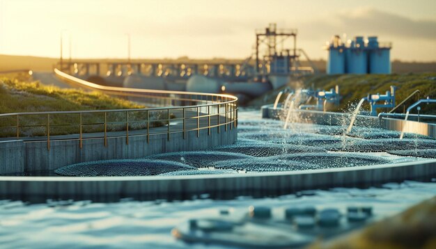 Fotorealistische afbeelding van een waterzuiveringsinstallatie