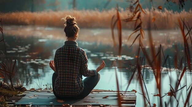 Foto fotorealistische ai-afbeelding van vrouwelijke yoga