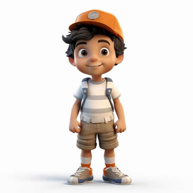 Fotorealistische Cartoon Kid Animation Donkerwit en Licht Oranje