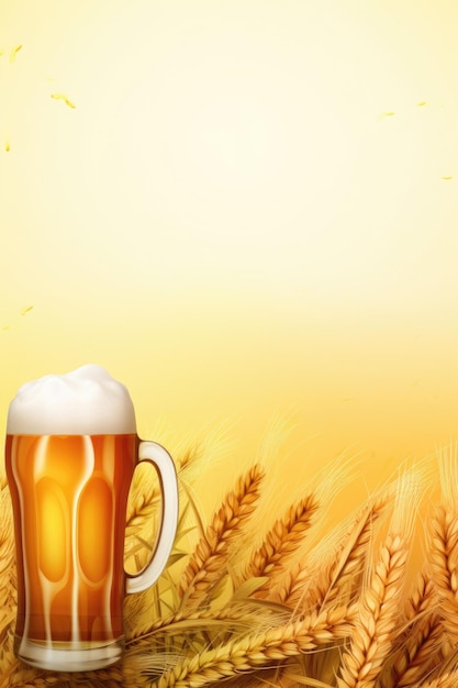 fotorealistische commerciële achtergrond voor bier een groot glas met bier