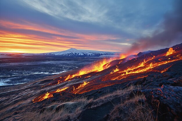 Fotorealistische fava die stroomt in IJsland