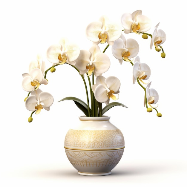 Fotorealistische orchidee in een moderne keramische vaas