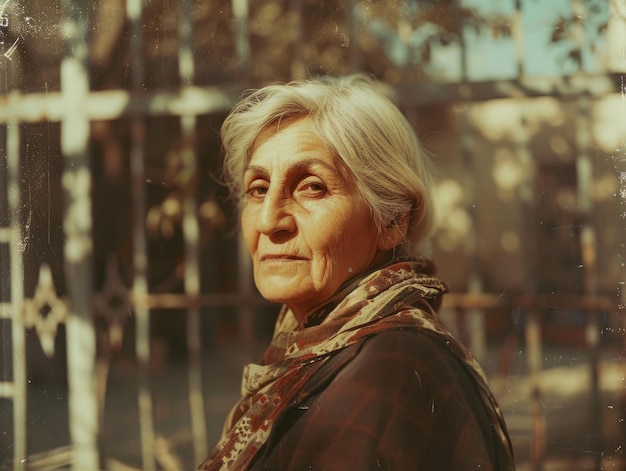 Foto fotorealistische oude perzische vrouw met blond recht haar vintage illustratie