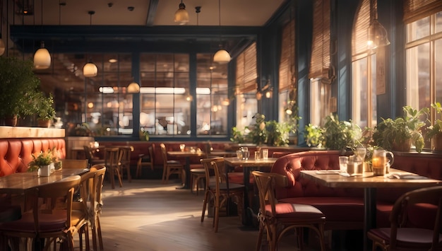 Fotorealistische weergave van caféscène van een geruststellende sfeer voor hd-achtergrond en zoomachtergrond