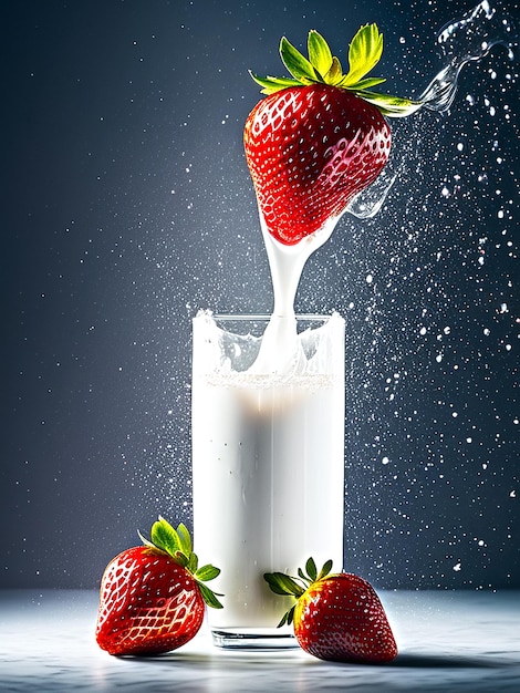 Fotoshoot met aardbeien en melk