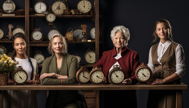 Foto fotoshoot met vrouwen van verschillende leeftijden in een klassieke studio