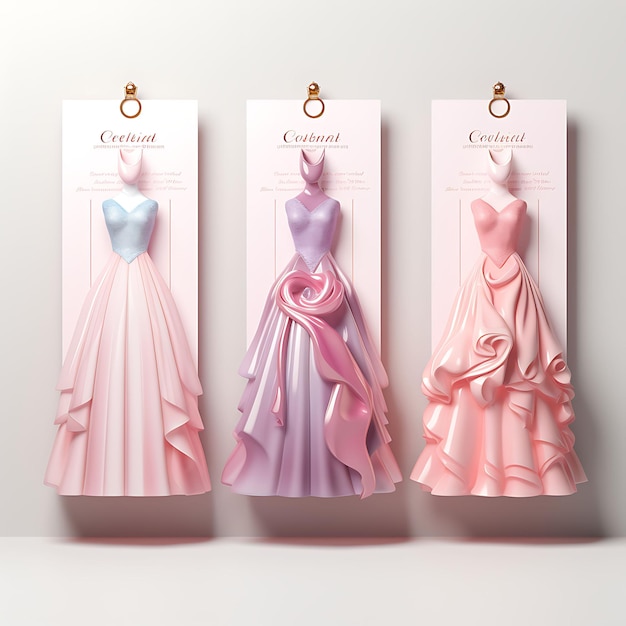 Fotoshoot van bruidssalonpakketten, geïllustreerde jurken en bruidsmedium Grap creatief grafisch ontwerp
