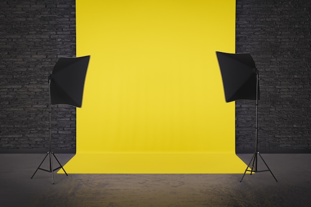 Fotostudio kamer met gele achtergrond