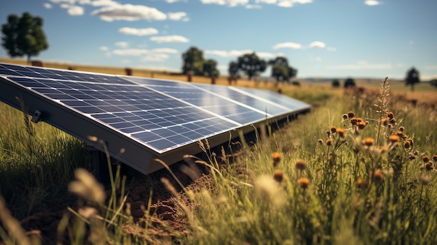 Fotovoltaïsche boerderij Hernieuwbare energie uit zonlicht Fotovoltaïsche panelen instellen Generatieve AI
