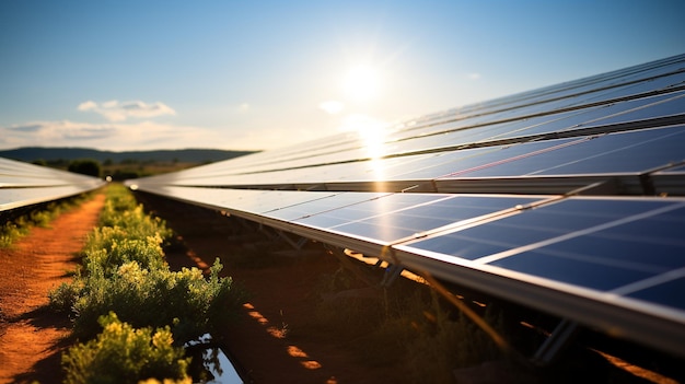 Fotovoltaïsche boerderij Hernieuwbare energie uit zonlicht Generatieve AI