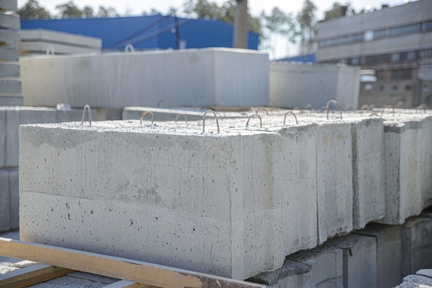 Foundation blocks ready for the construction of buildings and structures.