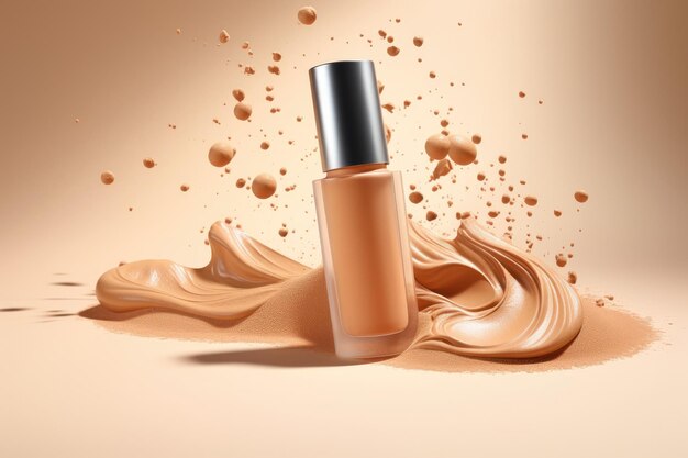 Foundation fles met cosmetische vloeistof spat foundation reclame